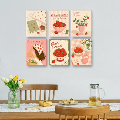 6 Mini Paintings - Strawberry Garden Set