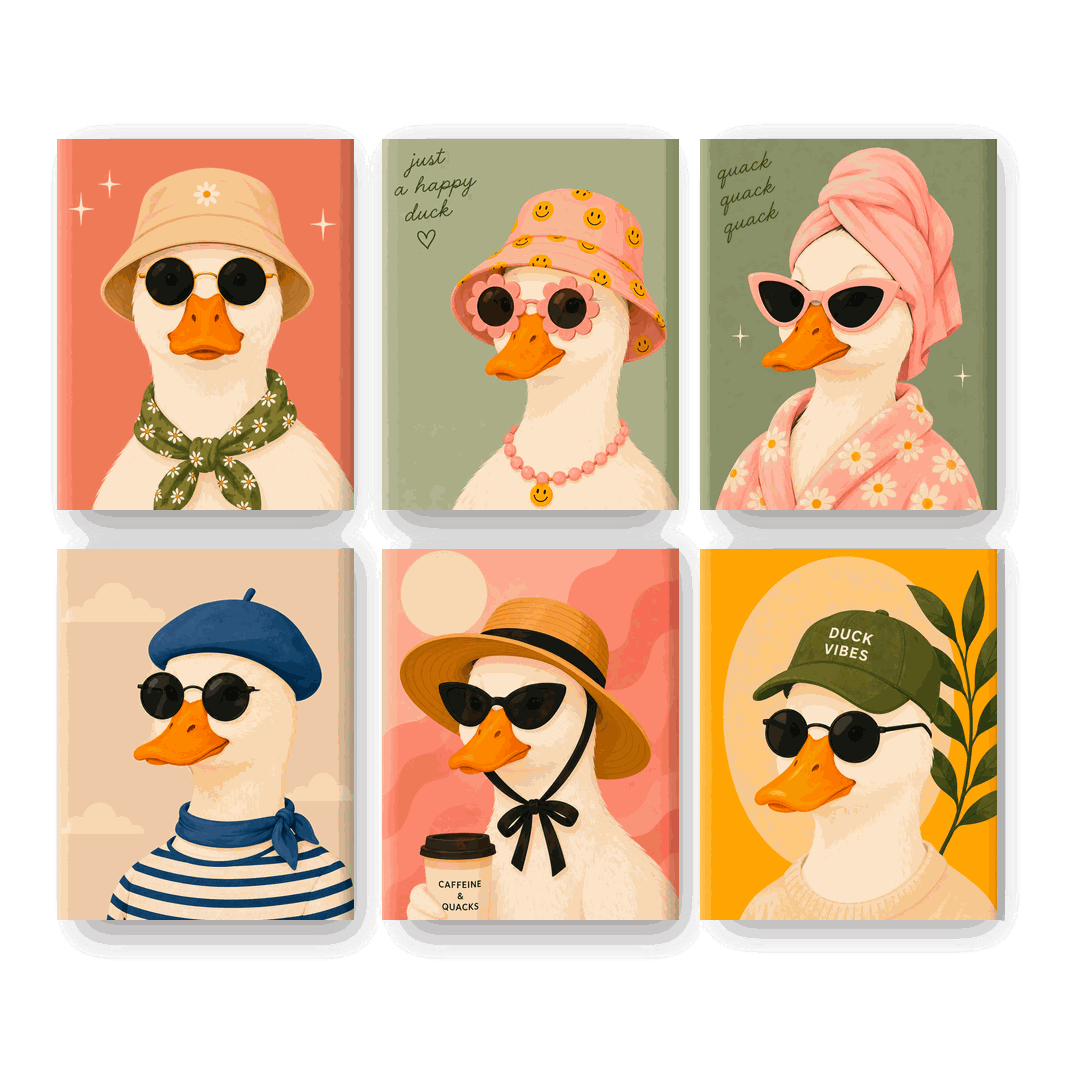 6 Mini Paintings - Funky Duck Set