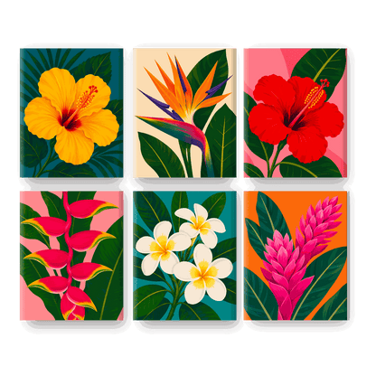 6 Mini Paintings - Hibiscus Set