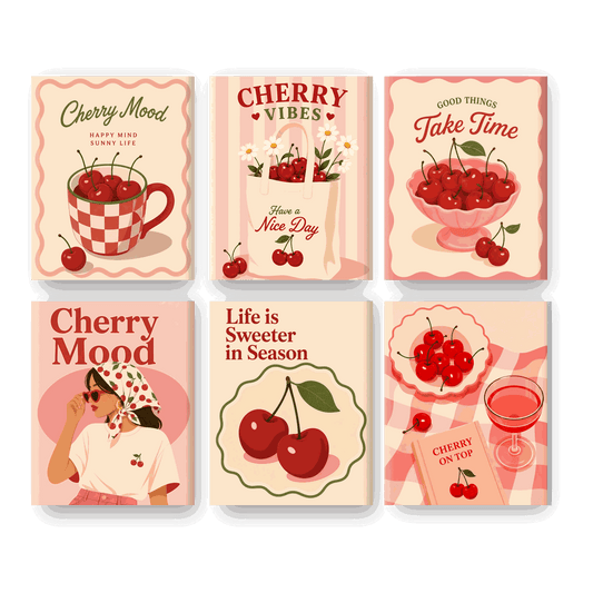 6 Mini Paintings - Cherry Mood Set