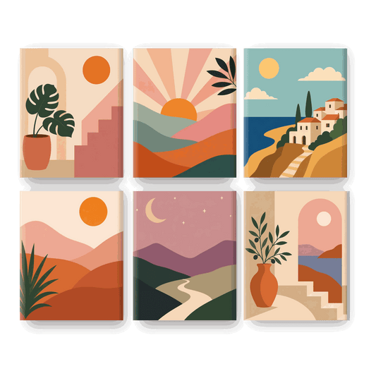 6 Mini Paintings - Monstera Home Set