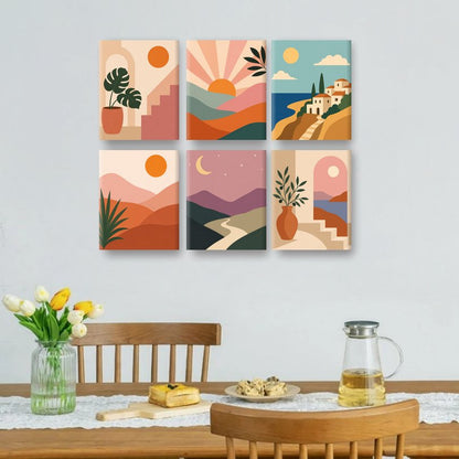 6 Mini Paintings - Monstera Home Set