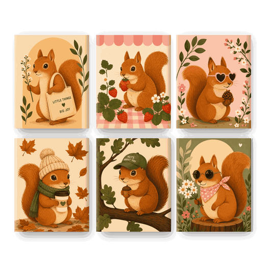 6 Mini Paintings - Little Squirrel Set