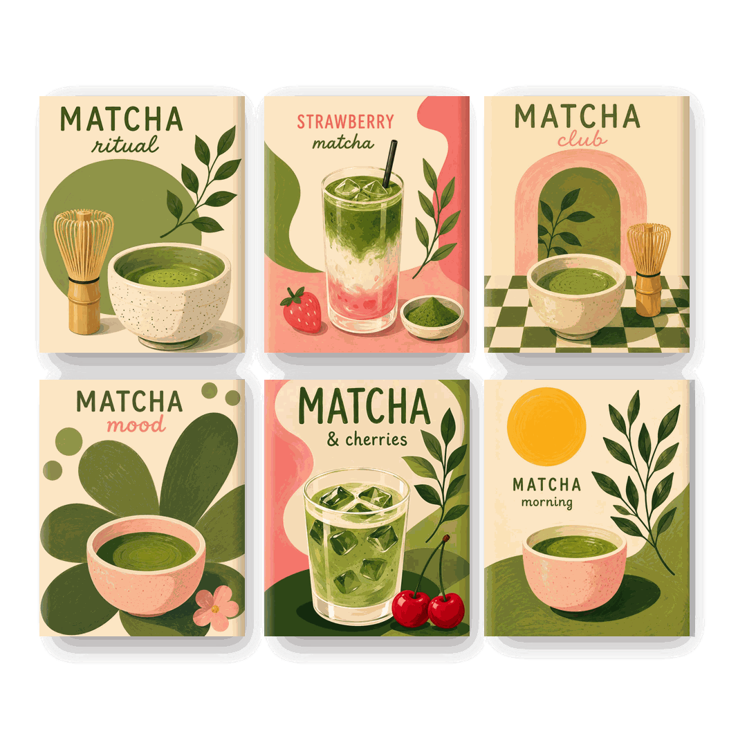 6 Mini Paintings - Matcha Ritual Set