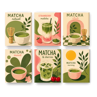 6 Mini Paintings - Matcha Ritual Set