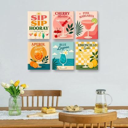 6 Mini Paintings - Sip Sip Hooray Set