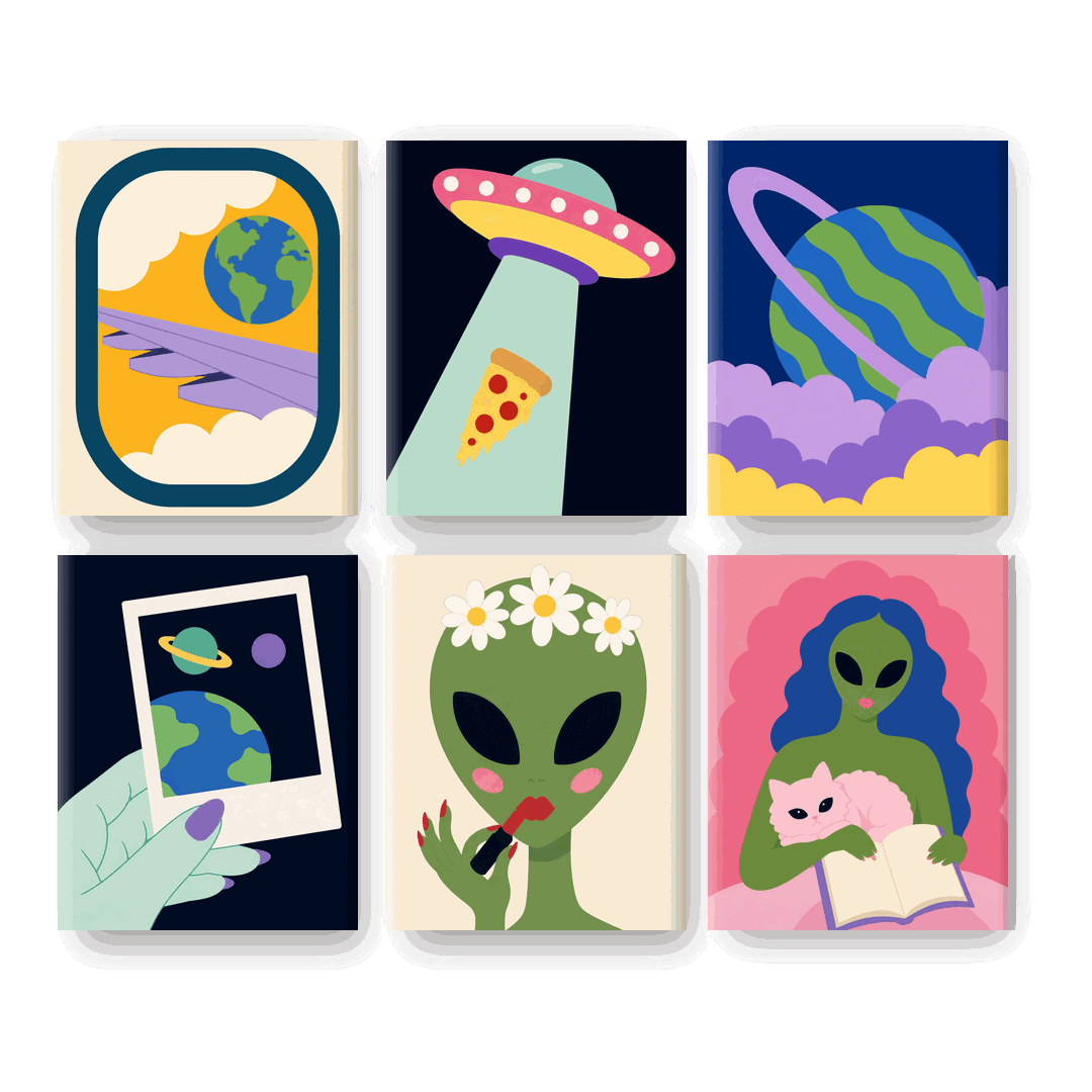 6 Mini Paintings - UFO Glam Set
