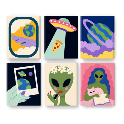 6 Mini Paintings - UFO Glam Set
