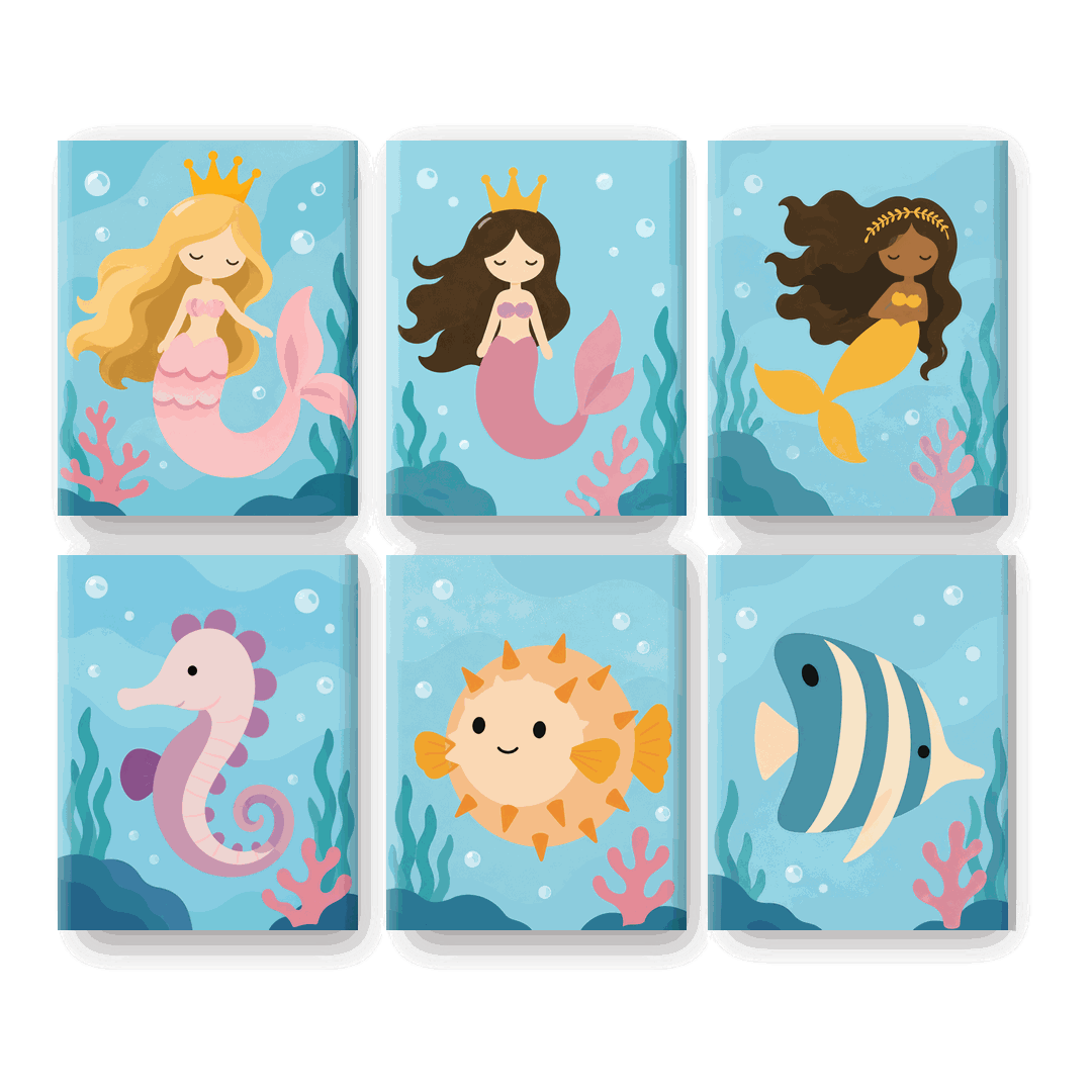 6 Mini Paintings - Under the Sea Friends Set