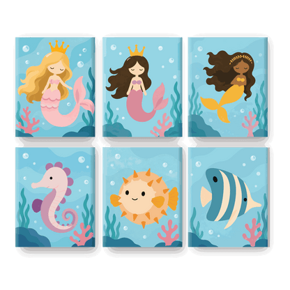 6 Mini Paintings - Under the Sea Friends Set
