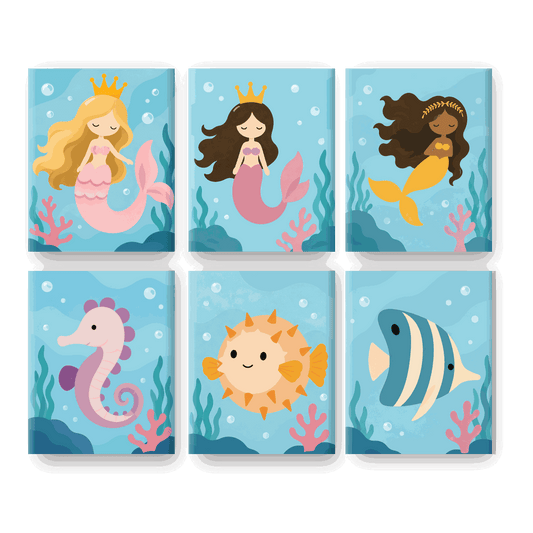 6 Mini Paintings - Under the Sea Friends Set