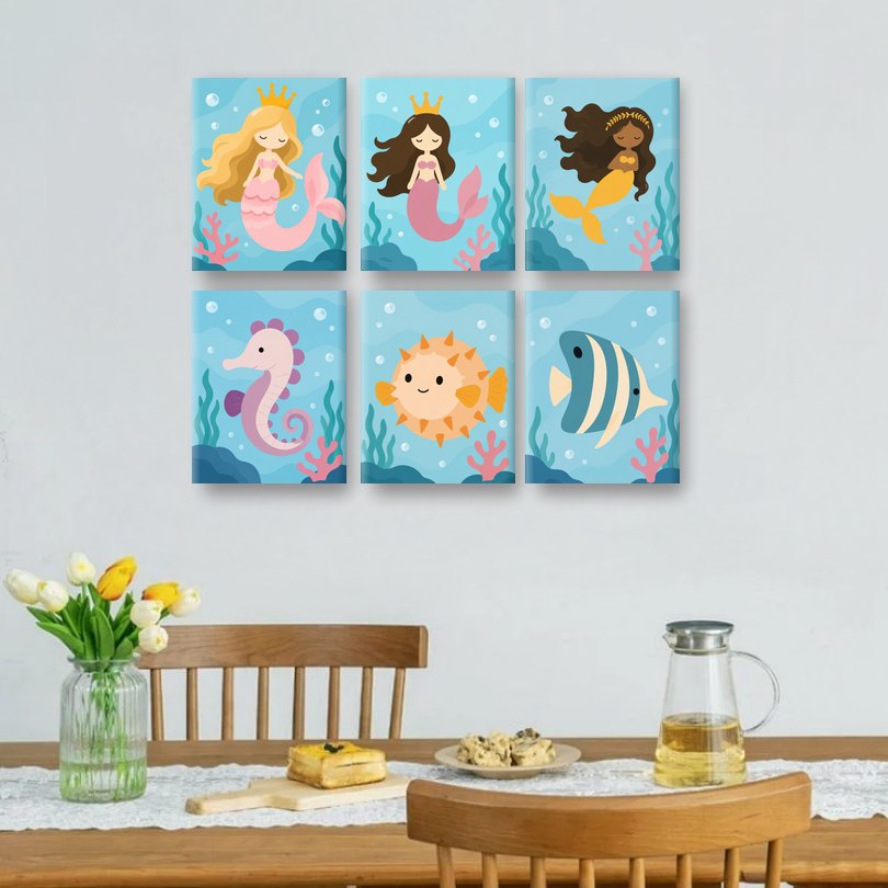 6 Mini Paintings - Under the Sea Friends Set