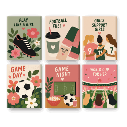 6 Mini Paintings - Football Girl Set