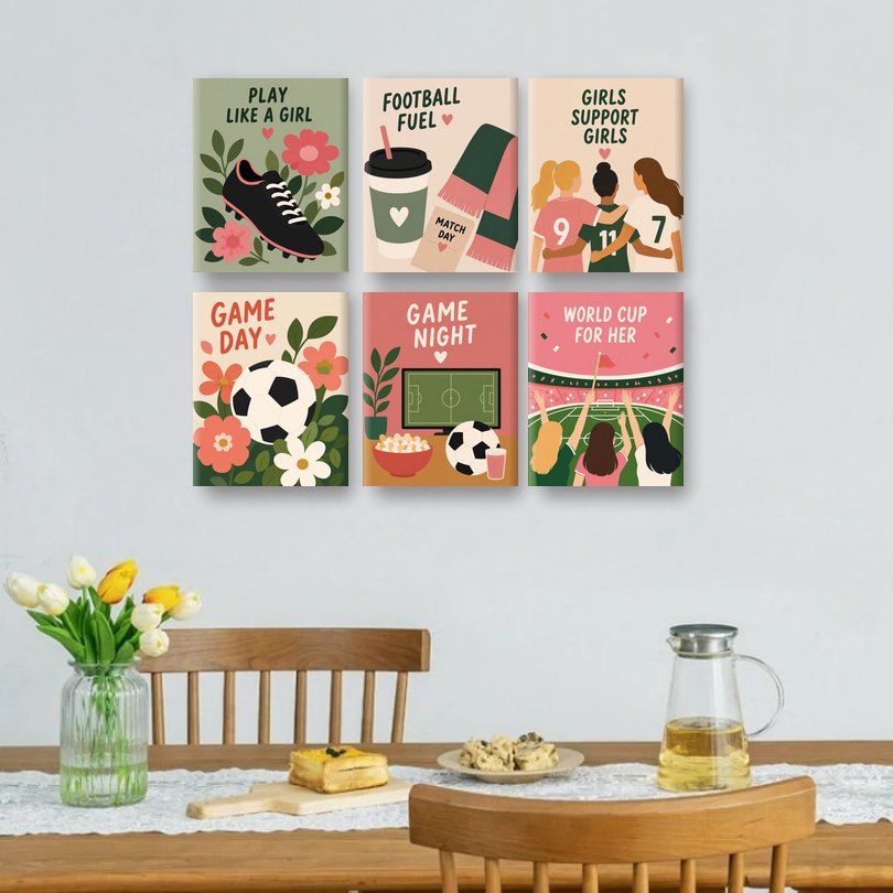 6 Mini Paintings - Football Girl Set