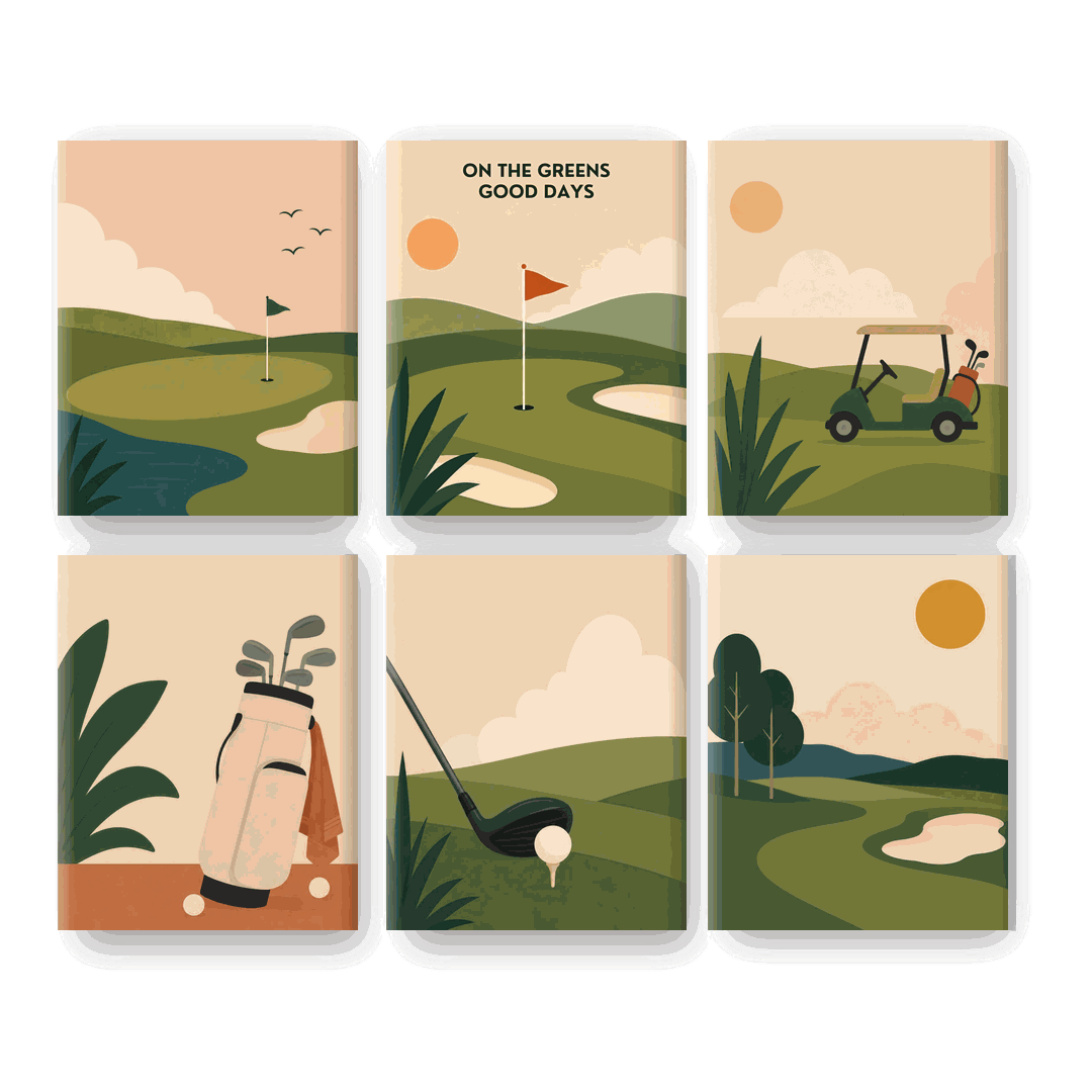 6 Mini Paintings - Golf Course Set