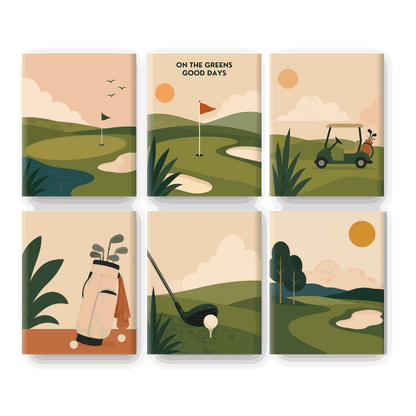 6 Mini Paintings - Golf Course Set