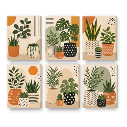 6 Mini Paintings - Plant Trio Set