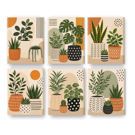 6 Mini Paintings - Plant Trio Set