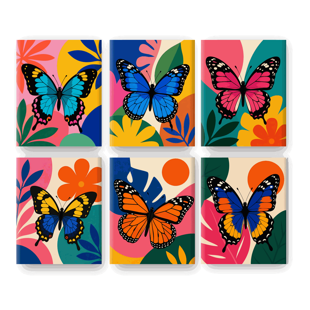 6 Mini Paintings - Tropical Butterfly Set