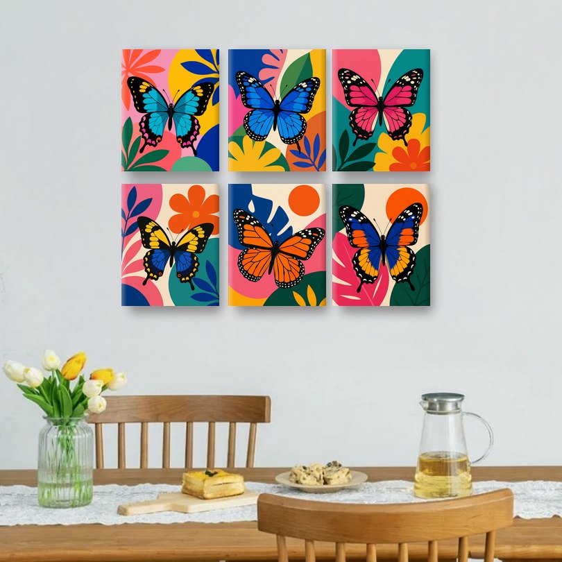 6 Mini Paintings - Tropical Butterfly Set