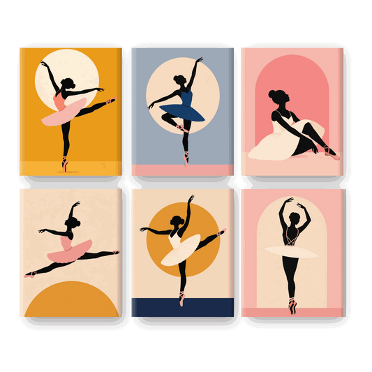 6 Mini Paintings - Ballet Silhouette Set