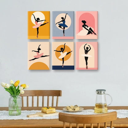 6 Mini Paintings - Ballet Silhouette Set