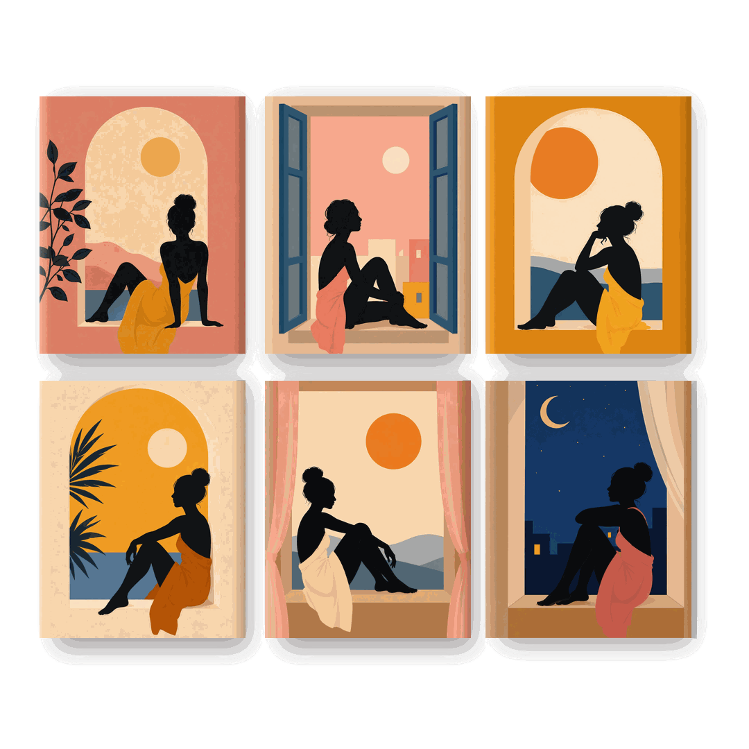 6 Mini Paintings - Sunset Window Set