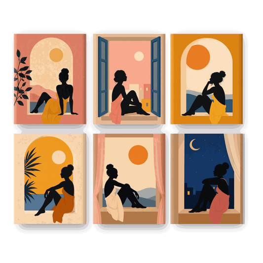 6 Mini Paintings - Sunset Window Set