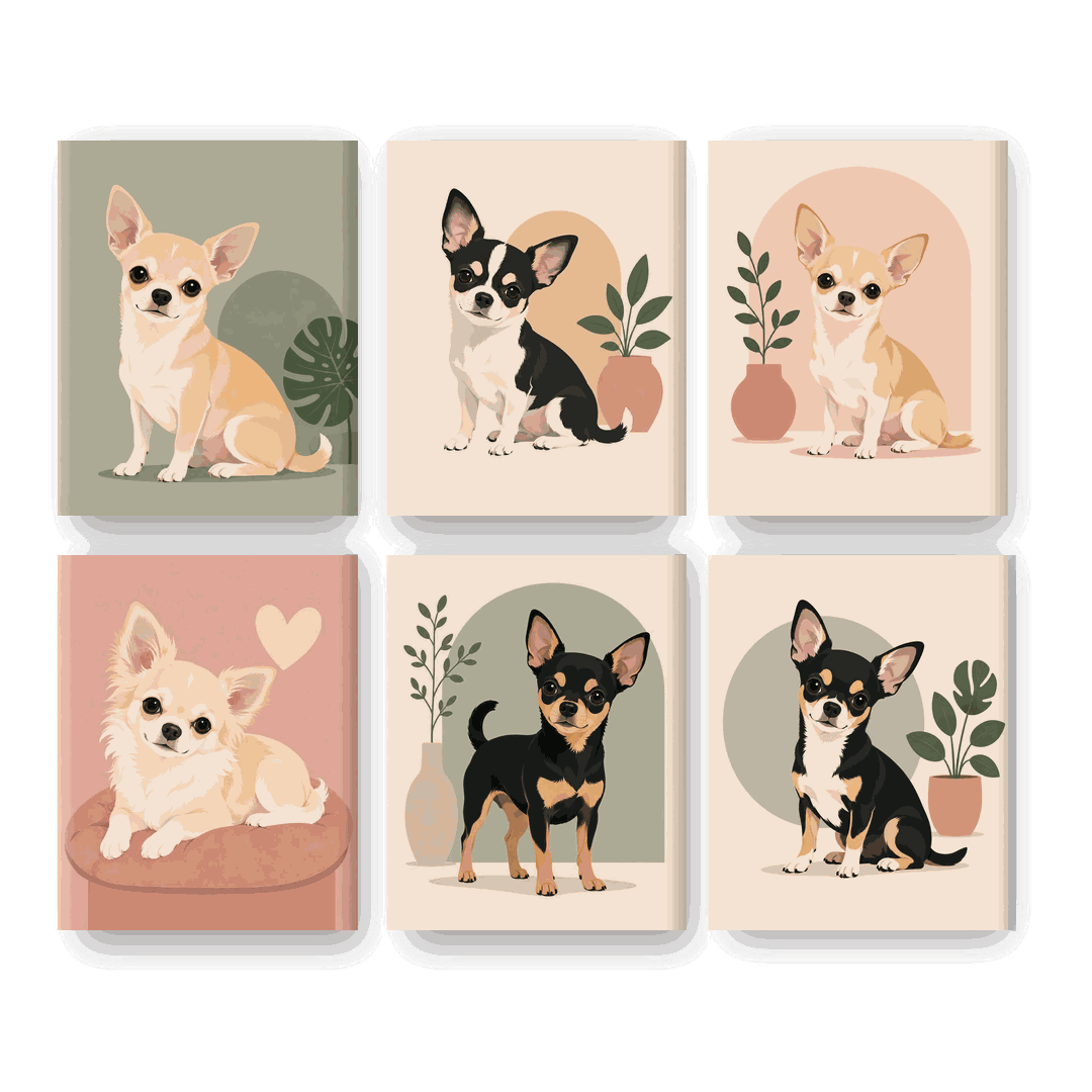 6 Mini Paintings - Chihuahua Set