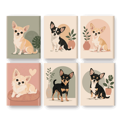 6 Mini Paintings - Chihuahua Set