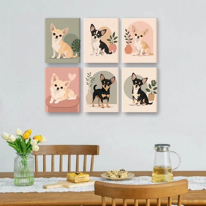 6 Mini Paintings - Chihuahua Set