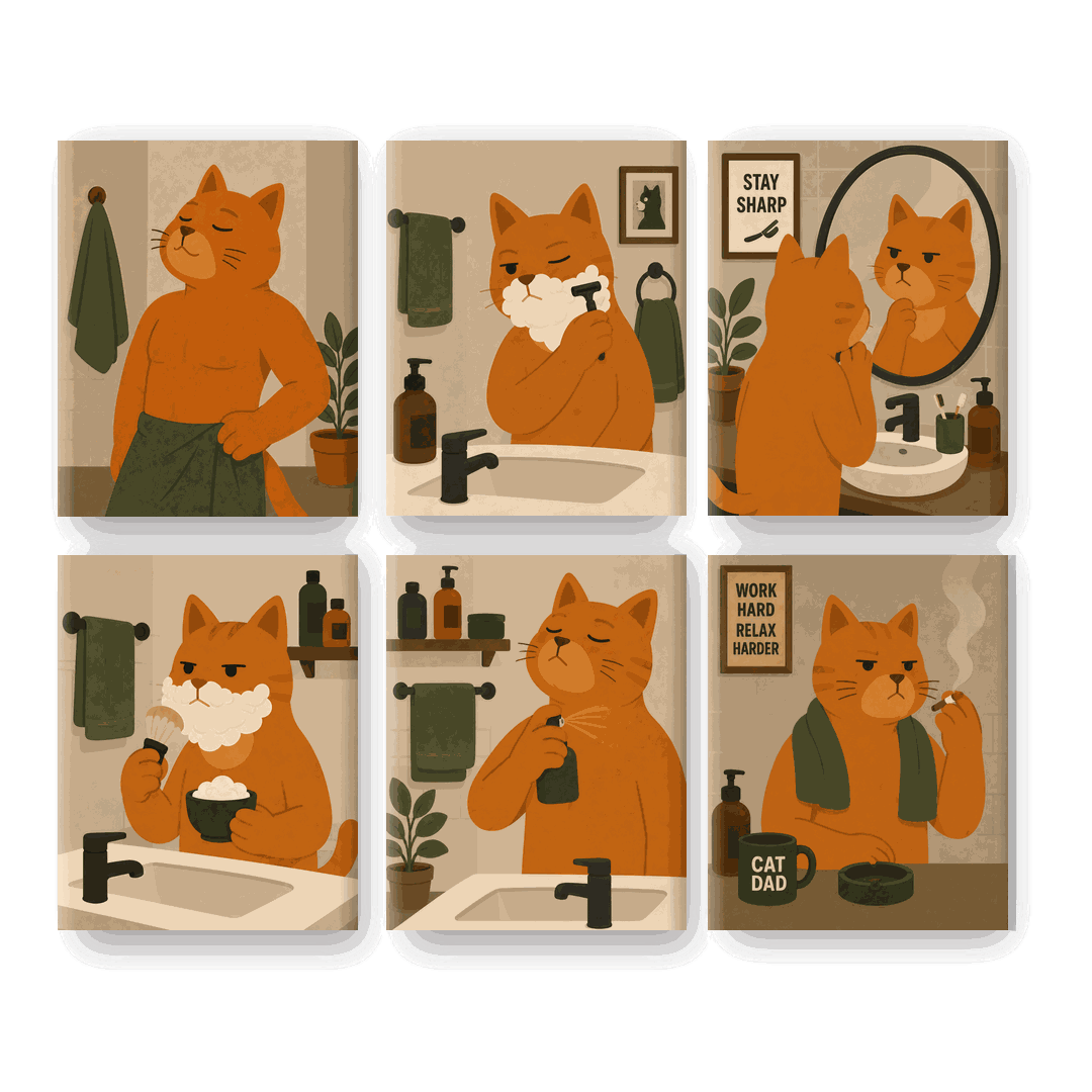 6 Mini Paintings - Cat Dad Set