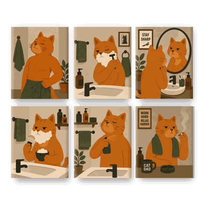6 Mini Paintings - Cat Dad Set