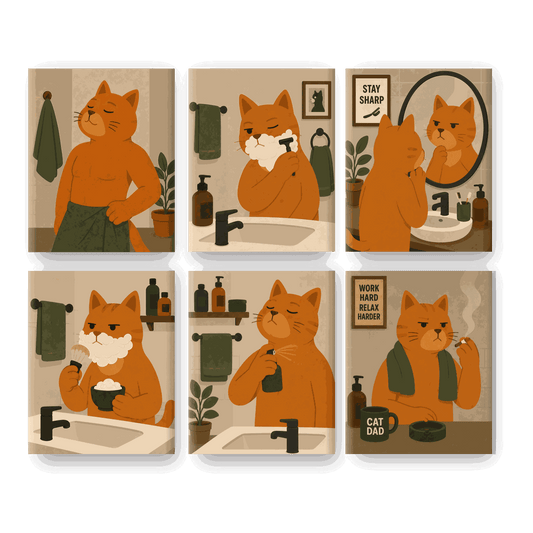 6 Mini Paintings - Cat Dad Set