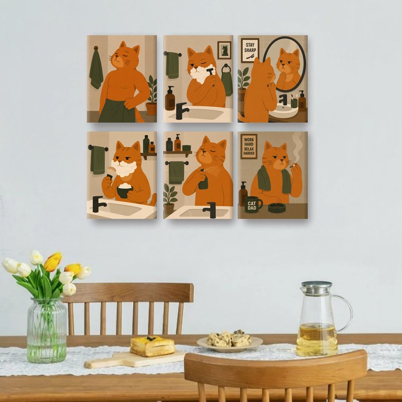 6 Mini Paintings - Cat Dad Set