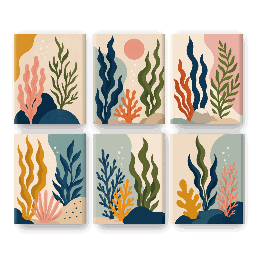6 Mini Paintings - Ocean Botanicals Set