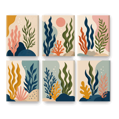 6 Mini Paintings - Ocean Botanicals Set