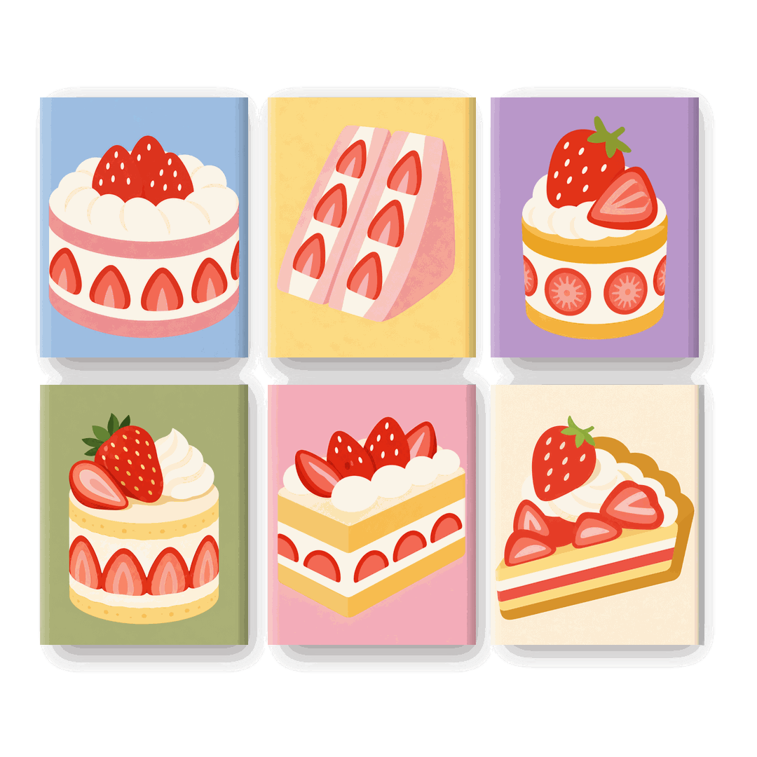 6 Mini Paintings - Berry Bakery Set