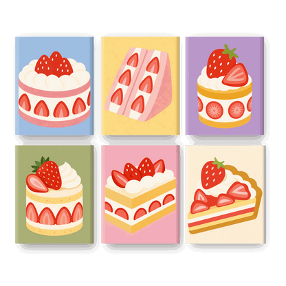 6 Mini Paintings - Berry Bakery Set