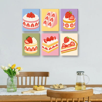 6 Mini Paintings - Berry Bakery Set