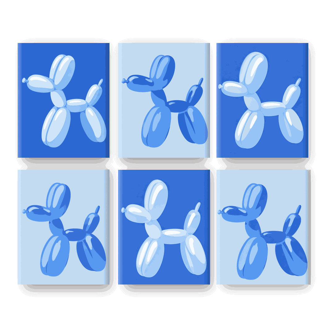 6 Mini Paintings - Blue Balloon Pop Set