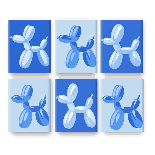 6 Mini Paintings - Blue Balloon Pop Set