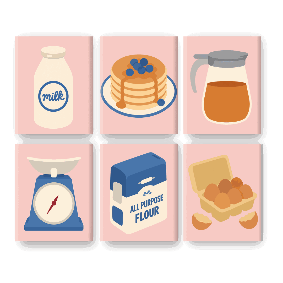 6 Mini Paintings - Blueberry Pancakes Set