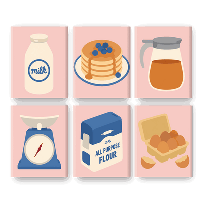 6 Mini Paintings - Blueberry Pancakes Set