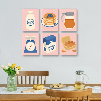 6 Mini Paintings - Blueberry Pancakes Set