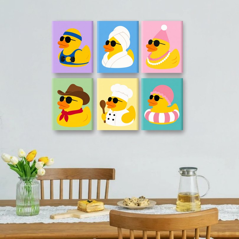 6 Mini Paintings - Duck Party Set