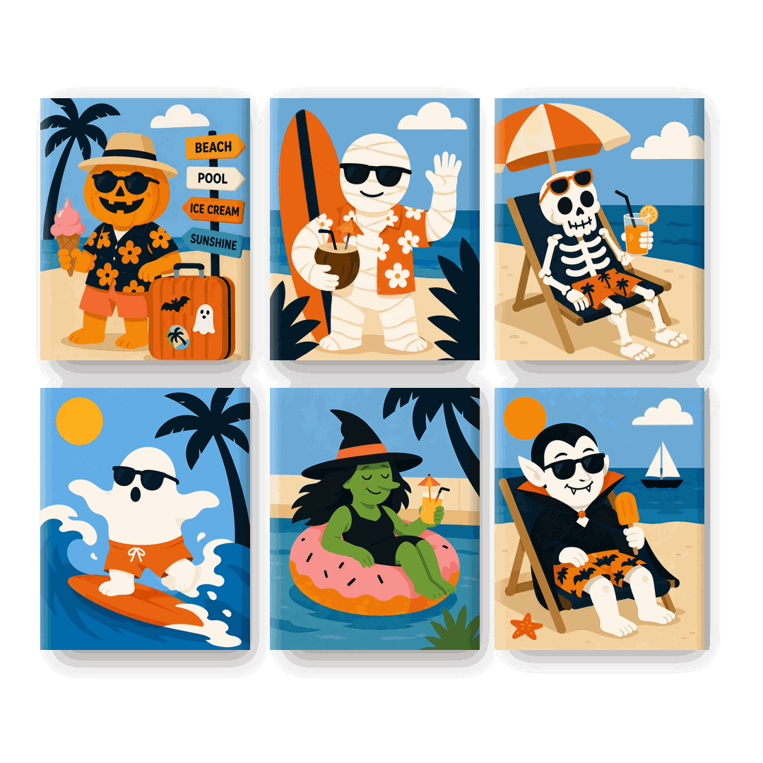 6 Mini Paintings - Halloween Summer Set
