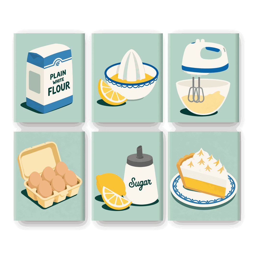 6 Mini Paintings - Lemon Meringue Pie Set