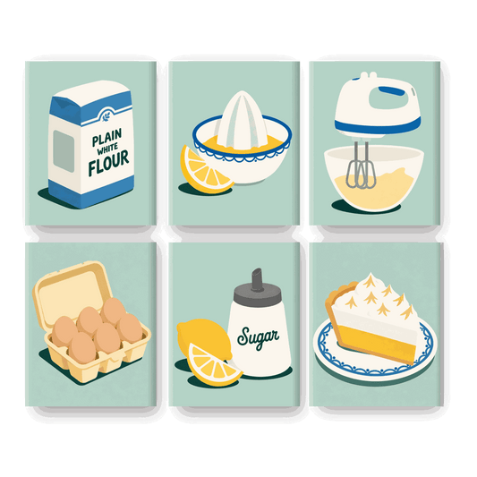 6 Mini Paintings - Lemon Meringue Pie Set