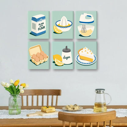 6 Mini Paintings - Lemon Meringue Pie Set